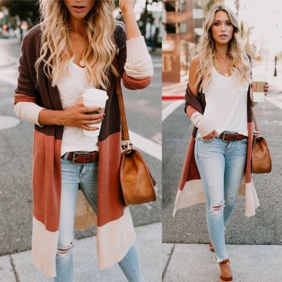 Paris&Pearle Sweaters - Teresa Color Block Knit Cardigan Sweater Top